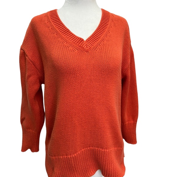 Workshop Republic Orange v-Neck Cotton Boxy Fit Sweater Size S - Picture 4 of 7